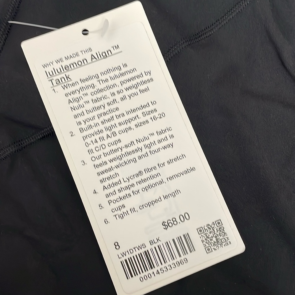 NWT Lululemon Align Tank Top Black Size 8 - Picture 4 of 10
